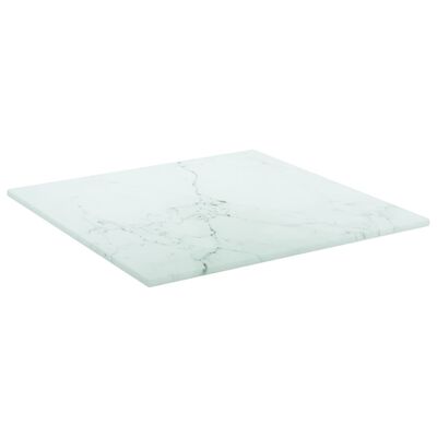 vidaXL Tablero mesa diseño mármol vidrio templado blanco 30x30 cm 6 mm