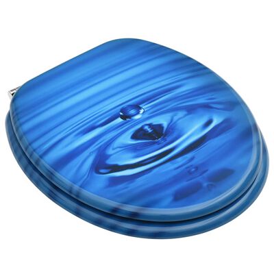 vidaXL Asientos de inodoro con tapa 2 uds MDF azul diseño gota de agua