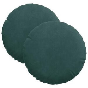 vidaXL Cojines para asiento 2 uds. Terciopelo Verde oscuro &Oslash;30 x 13 cm
