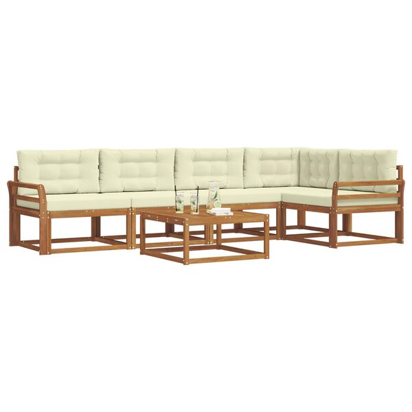 vidaXL Conjunto de sof&aacute;s de exterior con coj&iacute;n 6 pcs Natural y Crema