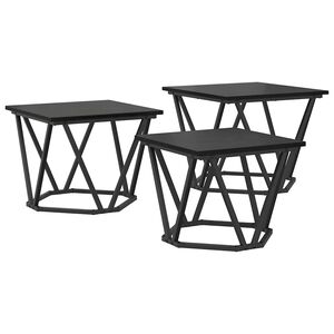 vidaXL Mesa de Caf&eacute; 3 pcs Roble Negro Madera Ingenierizada y Acero