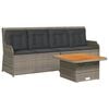 vidaXL Set de muebles de jard&iacute;n 3 pzas y cojines rat&aacute;n sint&eacute;tico gris