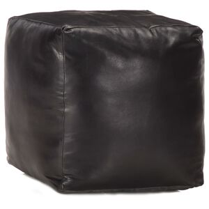 vidaXL Puf negro 40x40x40 cm cuero genuino de cabra