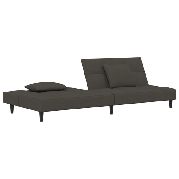 vidaXL Sof&aacute; cama de 2 plazas con dos almohadas terciopelo gris oscuro