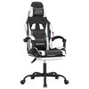 vidaXL Silla gaming con reposapiés cuero sintético negro blanco