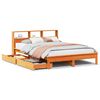 vidaXL Cama con estanter&iacute;a sin colch&oacute;n madera maciza marr&oacute;n 140x190 cm