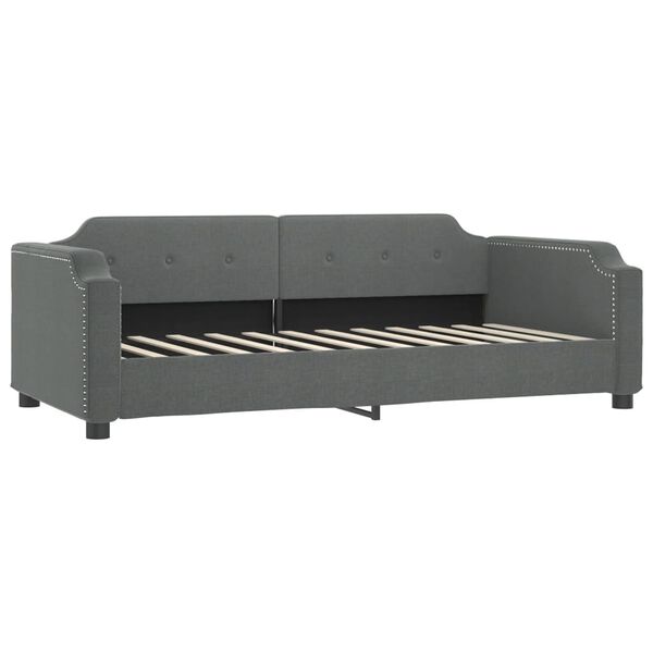 vidaXL Sof&aacute; cama sin colch&oacute;n tela gris oscuro 90x200 cm