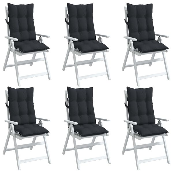 vidaXL Cojines de silla con respaldo alto 6 uds tela Oxford negro