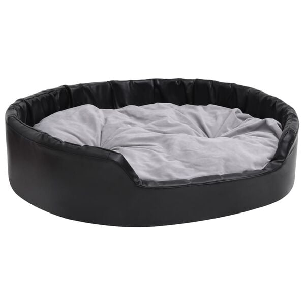 vidaXL Cama para perros felpa y cuero sint&eacute;tico negro gris 99x89x21 cm