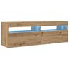 vidaXL Mueble de TV luces LED madera roble artisan 120x35x40 cm