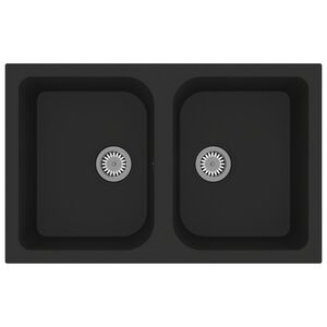 vidaXL Fregadero de cocina Negro 76 x 48 x 30 cm Cuarzo y resina