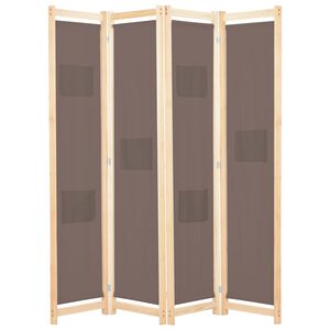 vidaXL Biombo divisor de 4 paneles de tela marr&oacute;n 160x170x4 cm