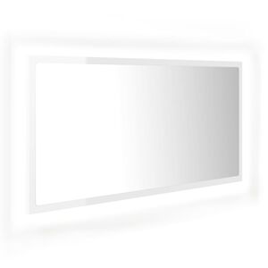 vidaXL Espejo de ba&ntilde;o LED cr&iacute;lico blanco brillo 90x8,5x37 cm