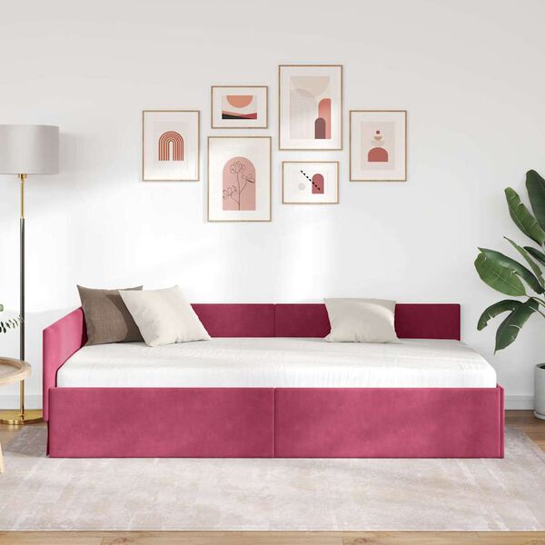 vidaXL Estructura de cama en esquina Rojo vino 80 cm x 200 cm