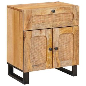 vidaXL Armario de Noche Natural 50 x 33 x 60 cm Madera de mango maciza