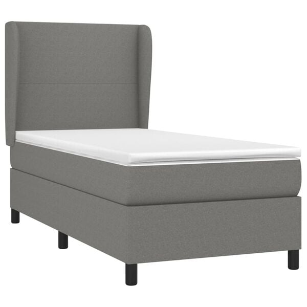 vidaXL Cama box spring con colch&oacute;n tela gris oscuro 80x200 cm