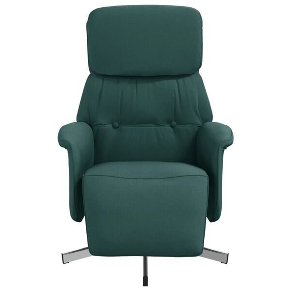 vidaXL Sill&oacute;n reclinable con reposapi&eacute;s tela verde oscuro