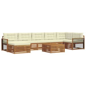 vidaXL Conjunto de sof&aacute;s de exterior 8 uds. Natural y Crema
