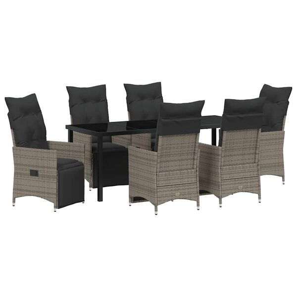 vidaXL Conjunto de Comedor de Jard&iacute;n 7 pcs Gris rat&aacute;n sint&eacute;tico