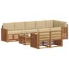 vidaXL Juegos de sof&aacute;s 9 pcs Natural y Beige Madera de Acacia S&oacute;lida
