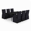 vidaXL Juego de comedor de jard&iacute;n 7 piezas con cojines negro