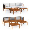 vidaXL Conjunto de jard&iacute;n de 5 piezas con cojines, madera color crema, acacia y cuerda