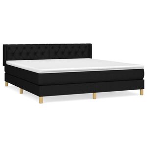 vidaXL Cama box spring con colch&oacute;n tela negro 160x200 cm