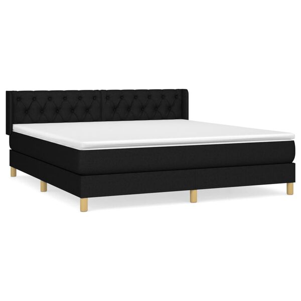 vidaXL Cama box spring con colch&oacute;n tela negro 160x200 cm
