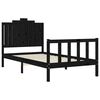 vidaXL Estructura de cama con cabecero madera maciza negro 100x200 cm