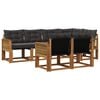 vidaXL Conjunto de sof&aacute;s de exterior con coj&iacute;n 7 pcs Natural y negro