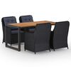 vidaXL Juego de comedor para jard&iacute;n 5 piezas negro