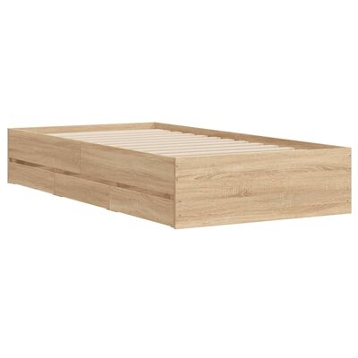 vidaXL Cama con cajones madera ingeniería roble Sonoma 90x190 cm