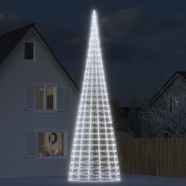 vidaXL &Aacute;rbol de Navidad en asta de bandera 3000 LED blanco fr&iacute;o 800 cm