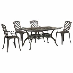 vidaXL Juego de comedor de jard&iacute;n 5 piezas aluminio fundido bronce