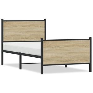 vidaXL Estructura de cama sin colch&oacute;n metal roble Sonoma 90x200 cm