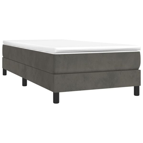 vidaXL Cama box spring con colch&oacute;n terciopelo gris oscuro 90x200 cm