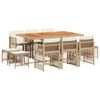 vidaXL Set comedor de jard&iacute;n 11 pzas con cojines rat&aacute;n sint&eacute;tico beige
