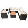 vidaXL Set muebles de jard&iacute;n 5 piezas y cojines rat&aacute;n sint&eacute;tico negro
