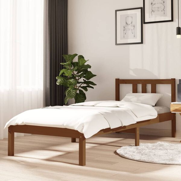 vidaXL Estructura cama sin colch&oacute;n madera maciza marr&oacute;n miel 75x190 cm
