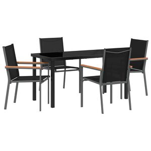 vidaXL Conjunto de Comedor de Jard&iacute;n 5 pcs Negro