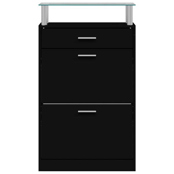 vidaXL Zapatero madera contrachapada negro 63x24x104 cm