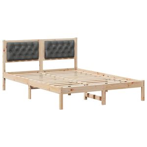 vidaXL Estructura de cama con cabecera Gris oscuro 140 x 200 cm