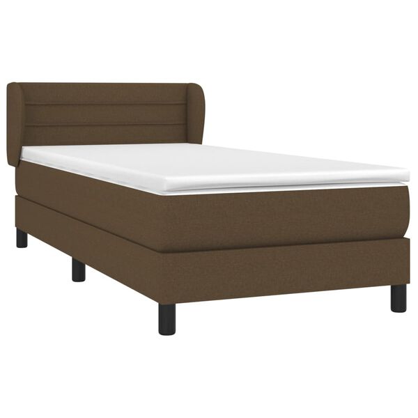 vidaXL Cama box spring con colch&oacute;n tela marr&oacute;n oscuro 90x200 cm