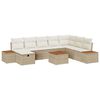vidaXL Conjunto de sof&aacute; de jard&iacute;n 9 uds. Beige rat&aacute;n sint&eacute;tico