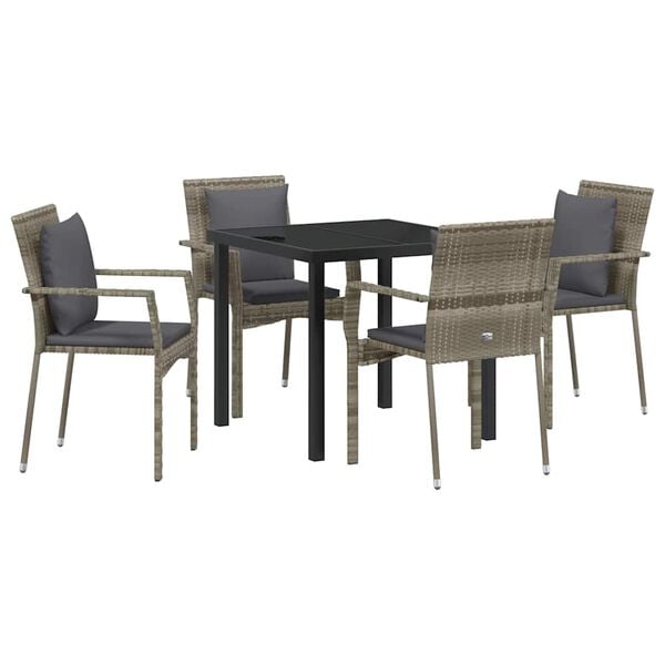 vidaXL Conjunto de Comedor de Jardín 5 pcs Gris ratán sintético