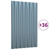 vidaXL Paneles de tejado 36 unidades acero recubierto gris 60x36 cm