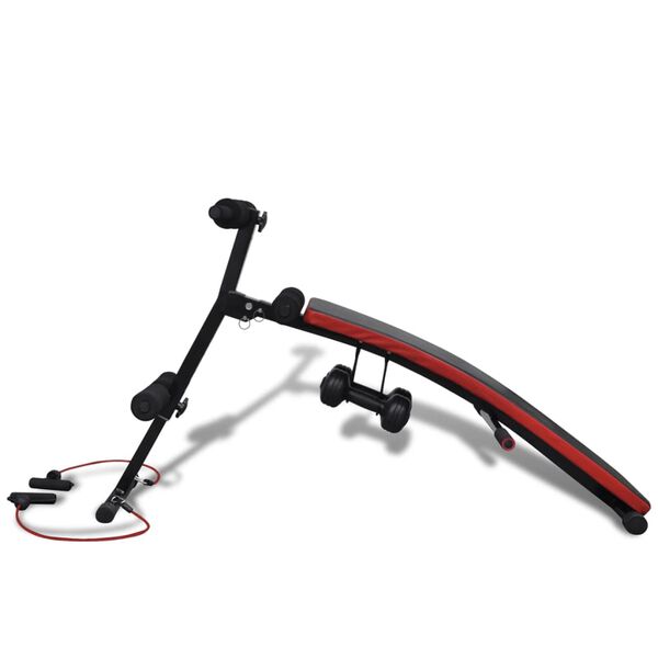 vidaXL Banco de abdominales multi-funcional ajustable con pesas 3 kg