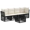 vidaXL Conjunto de sof&aacute;s de jard&iacute;n 5 pcs Negro rat&aacute;n sint&eacute;tico