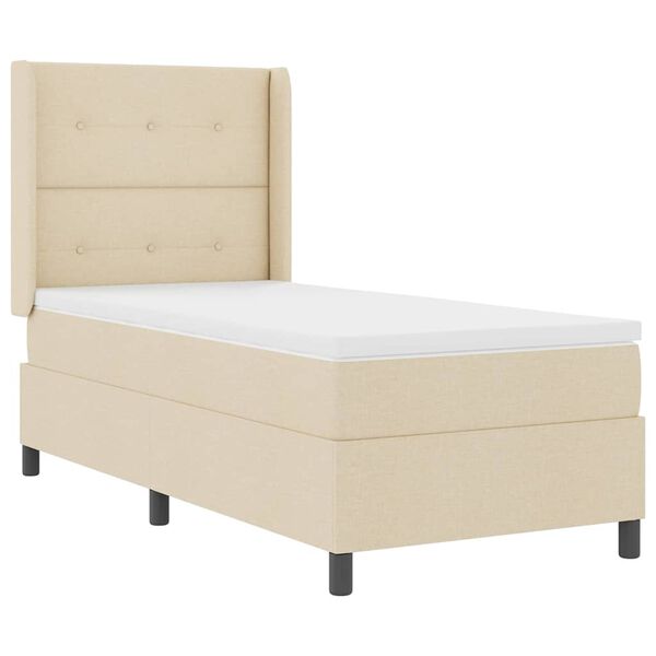 vidaXL Cama tipo Box Spring con colch&oacute;n Crema 90 x 190 cm tela