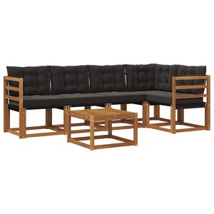 vidaXL Conjunto de sof&aacute;s de exterior 6 uds. Natural y negro